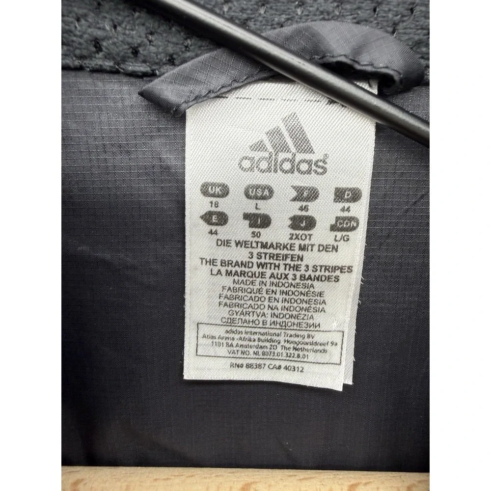 adidas Jacket Mens Large Formotion Track Windbreaker Black Full Zip Lightweight
